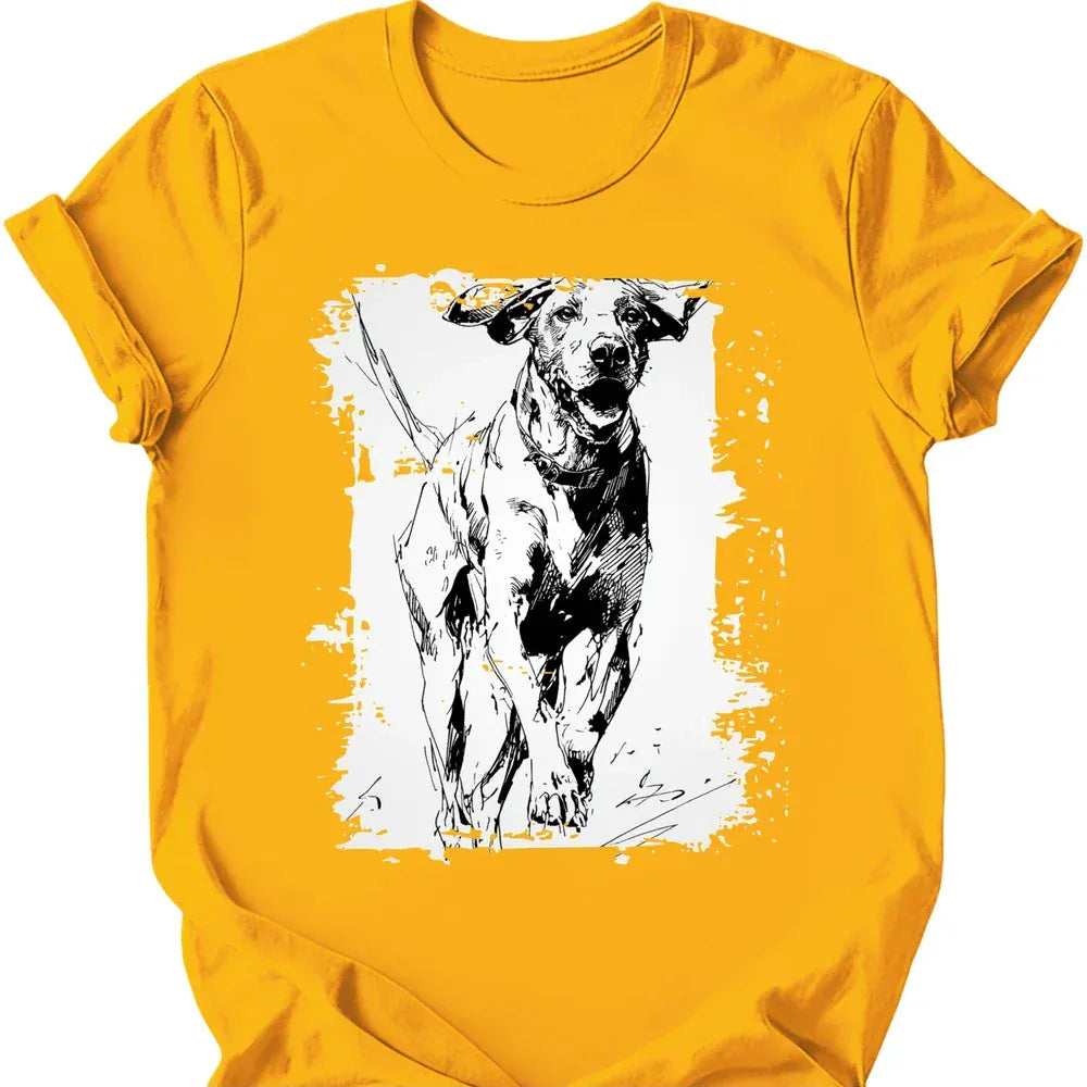 German Shorthaired Pointer running dog tee gold