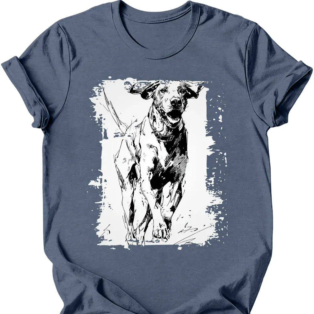 German Shorthaired Pointer running dog tee heather indigo