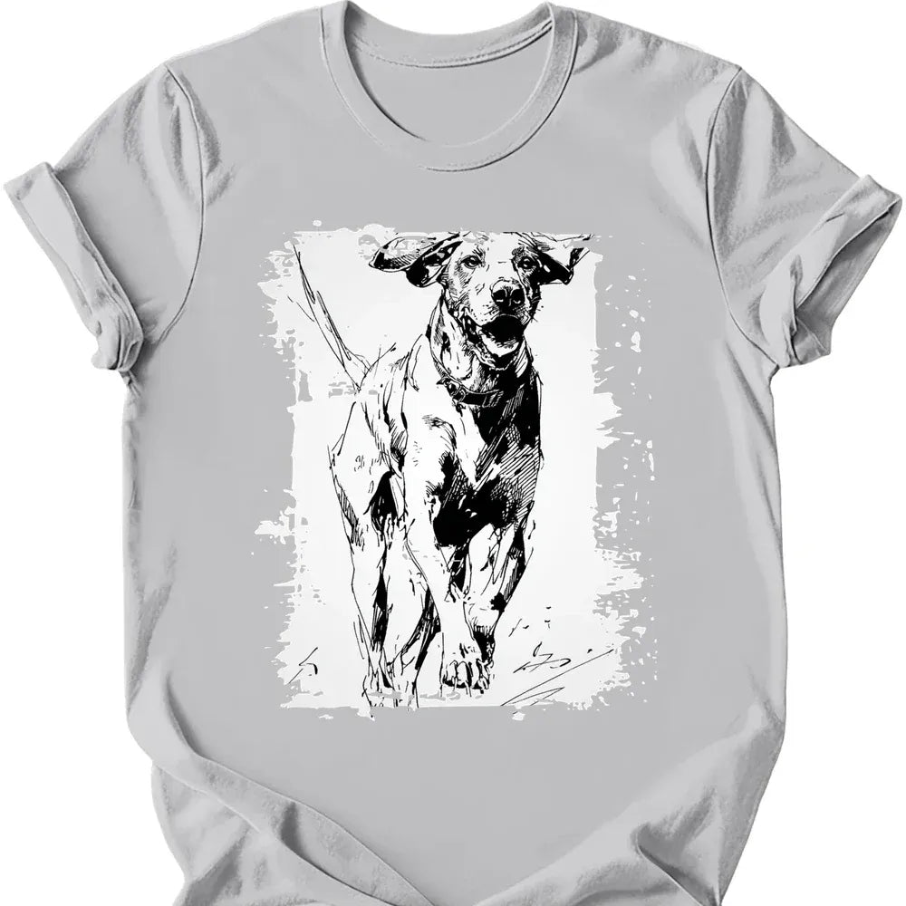 German Shorthaired Pointer running dog tee ice grey