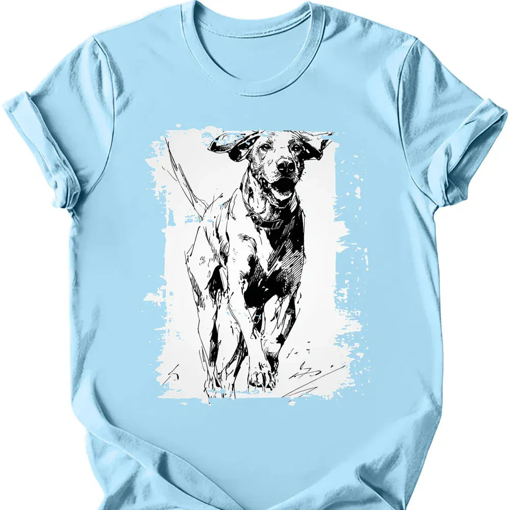 German Shorthaired Pointer running dog tee light blue