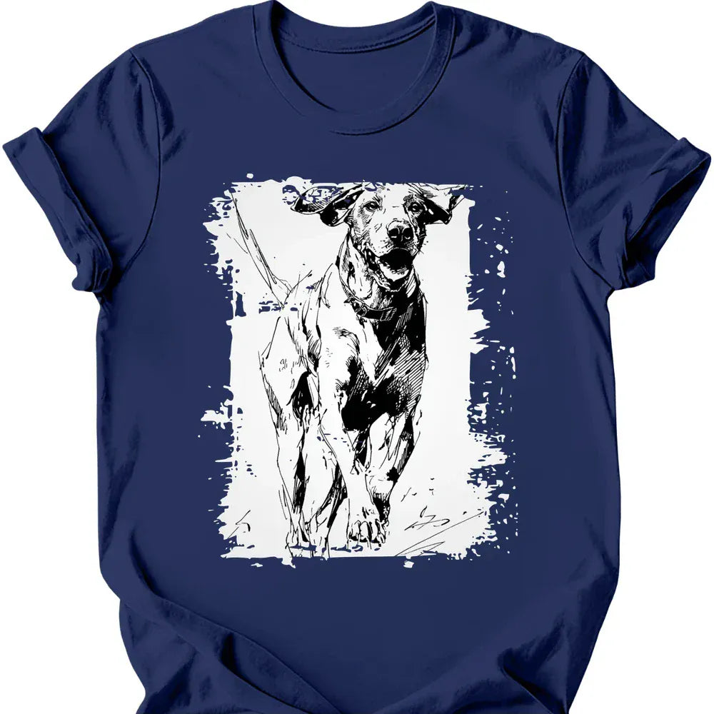 German Shorthaired Pointer running dog tee navy