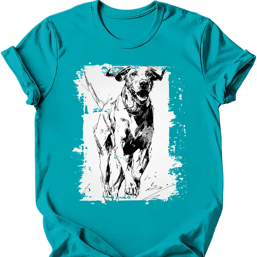 German Shorthaired Pointer running dog tee tropical blue