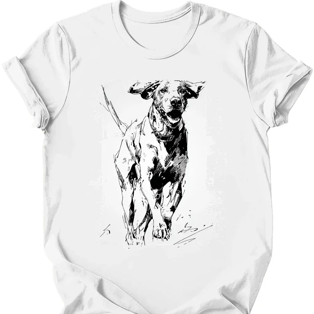 German Shorthaired Pointer running dog tee white