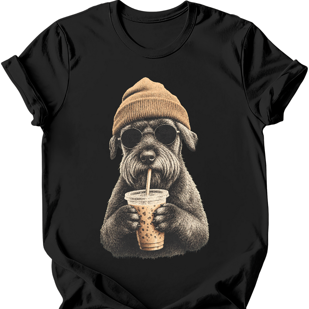 giant schnauzer hipster dog tee black