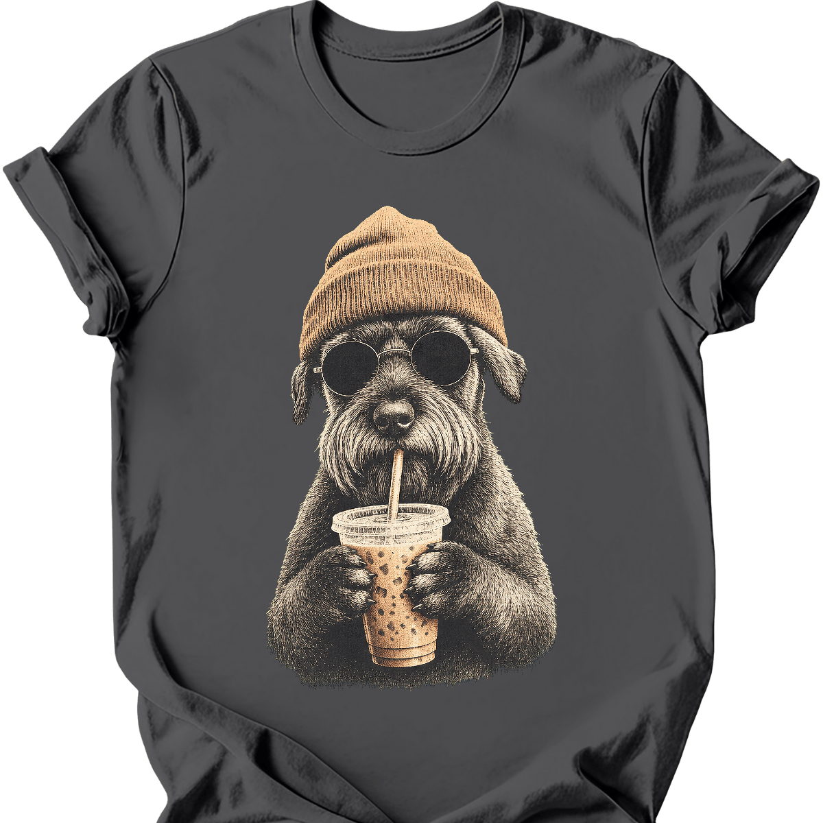 giant schnauzer hipster dog tee charcoal