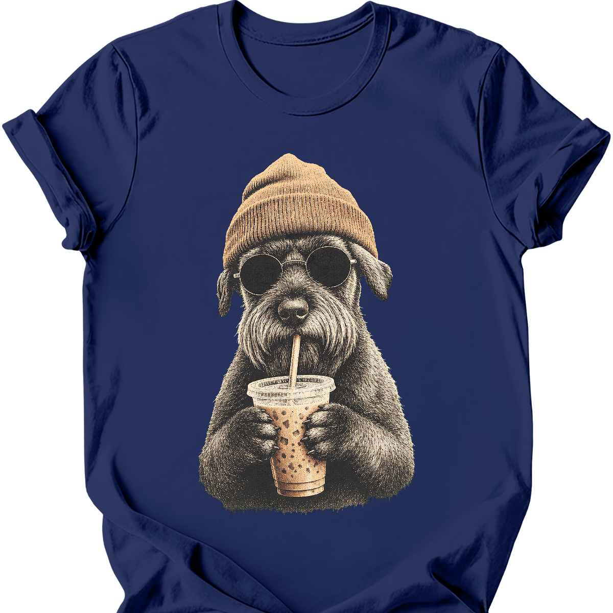 giant schnauzer hipster dog tee navy