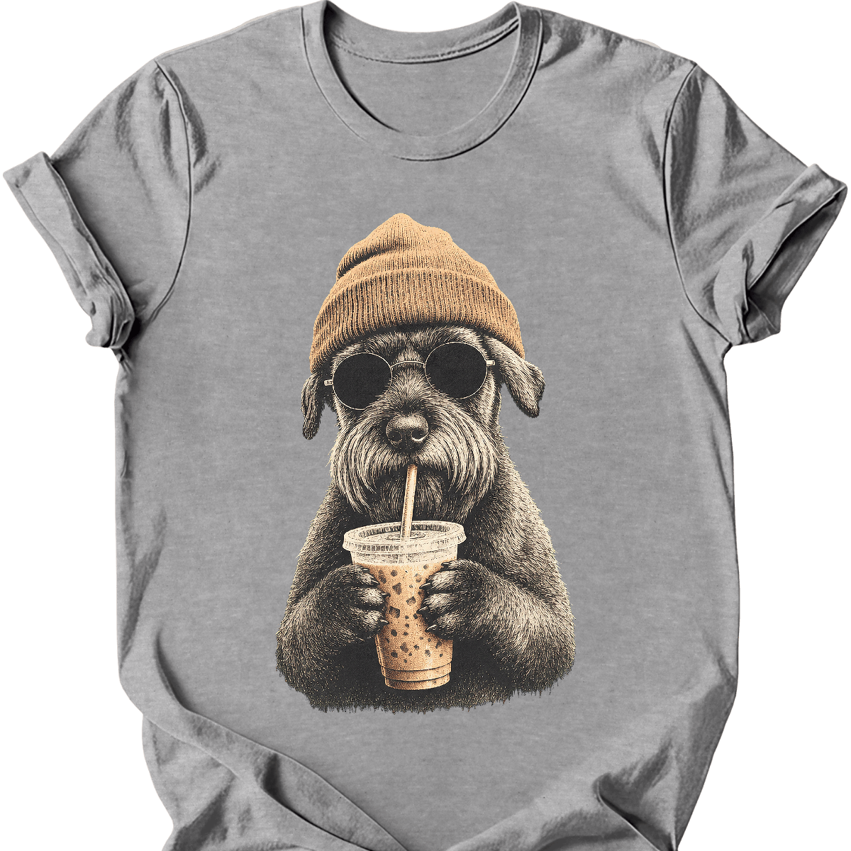 giant schnauzer hipster dog tee sport grey