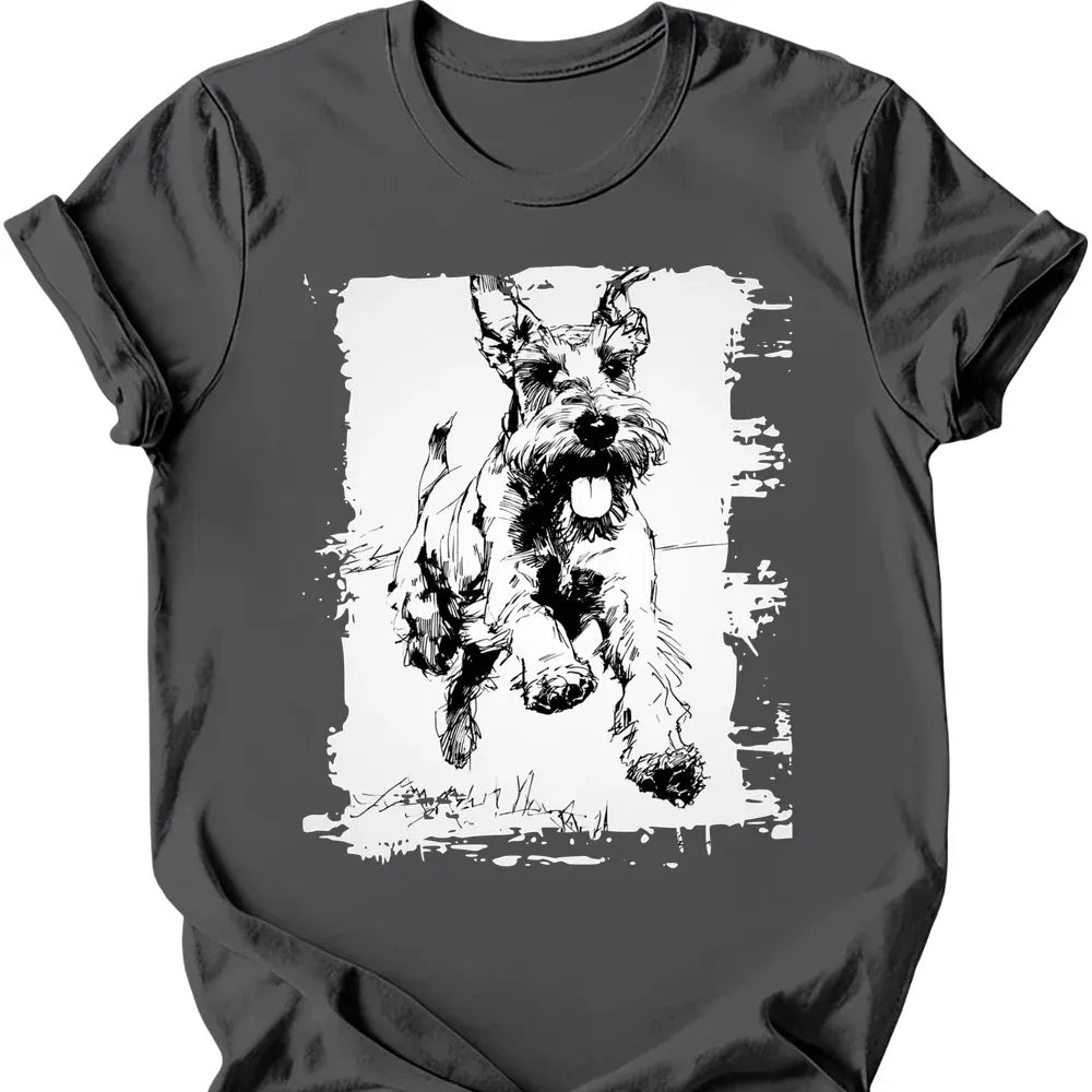 Giant Schnauzer running dog tee charcoal