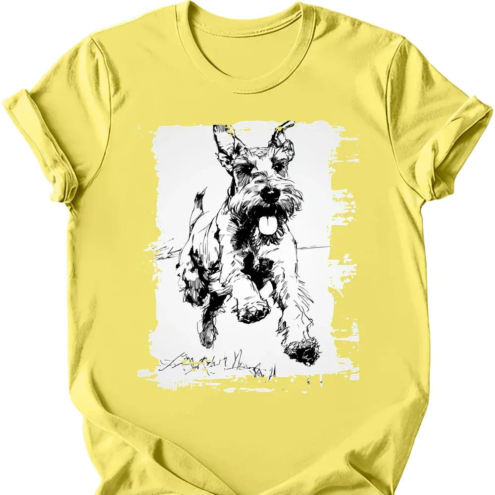 Giant Schnauzer running dog tee cornsilk