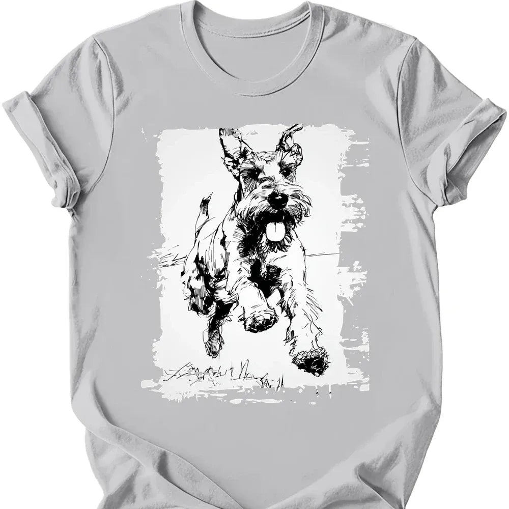Giant Schnauzer running dog tee ice grey