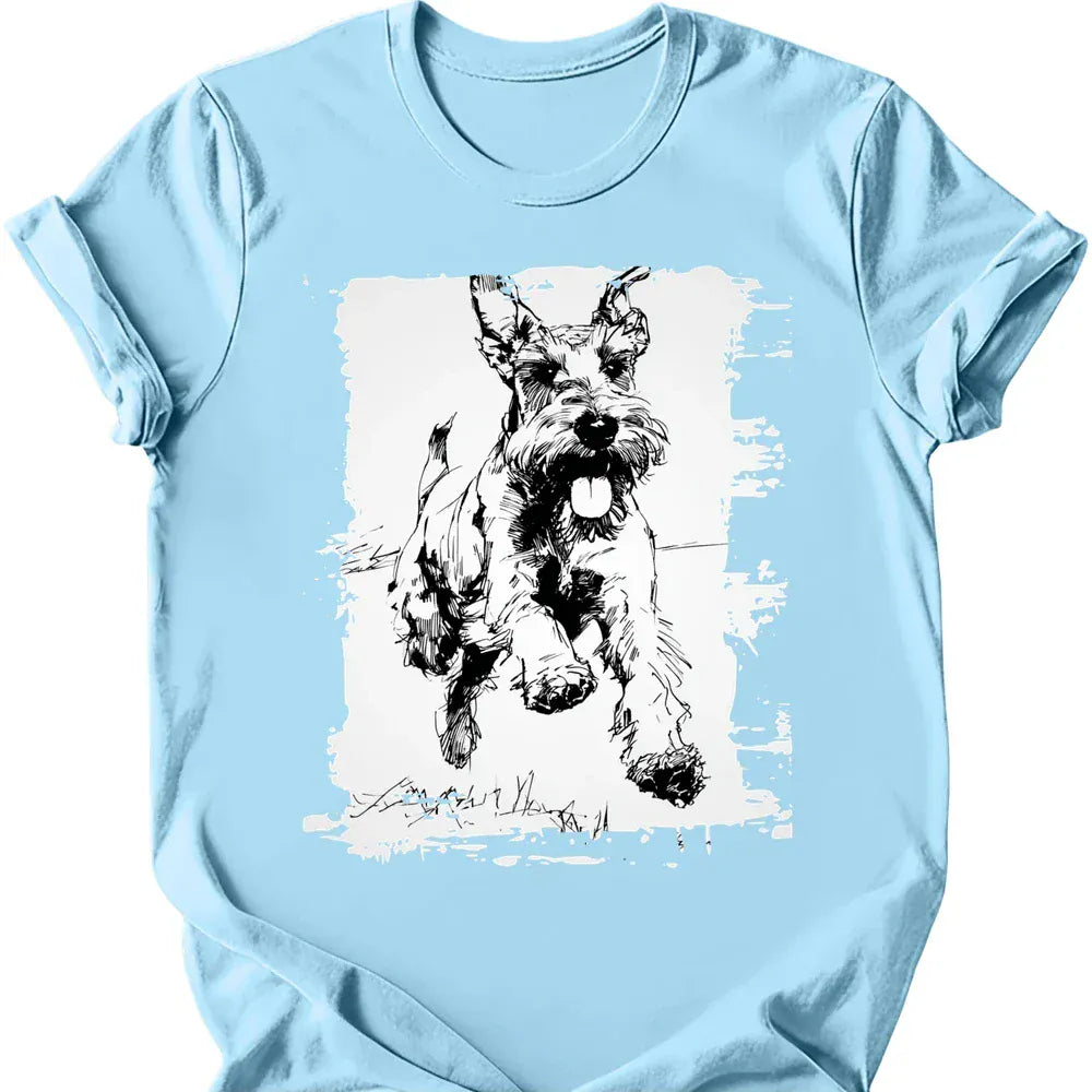 Giant Schnauzer running dog tee light blue