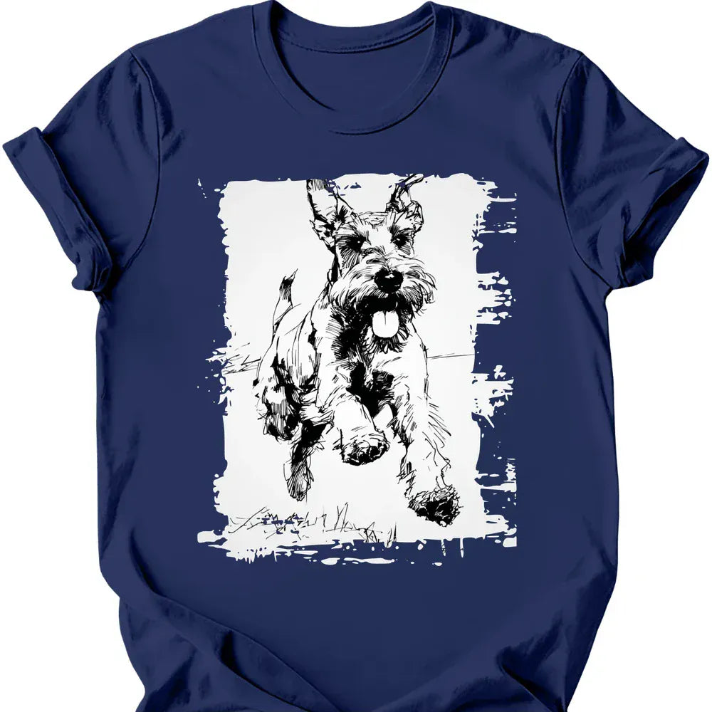 Giant Schnauzer running dog tee navy