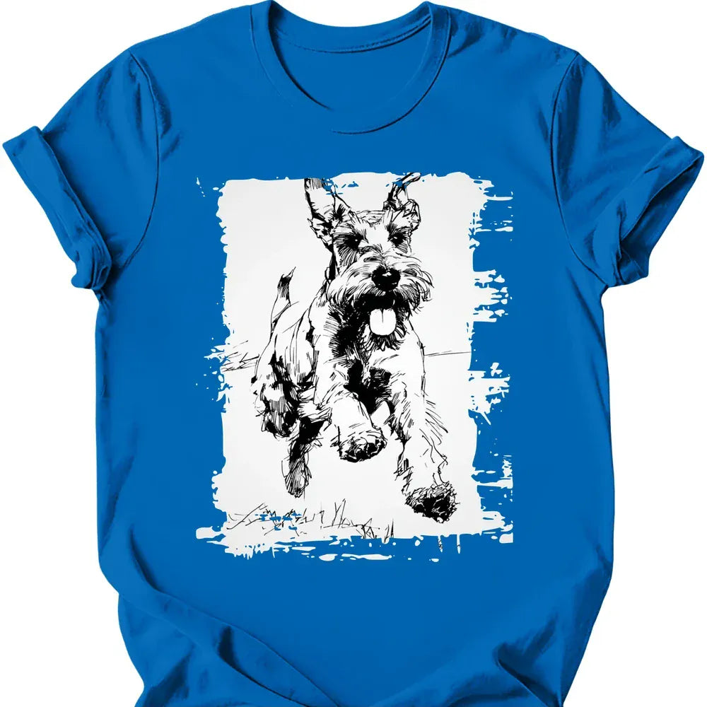 Giant Schnauzer running dog tee royal