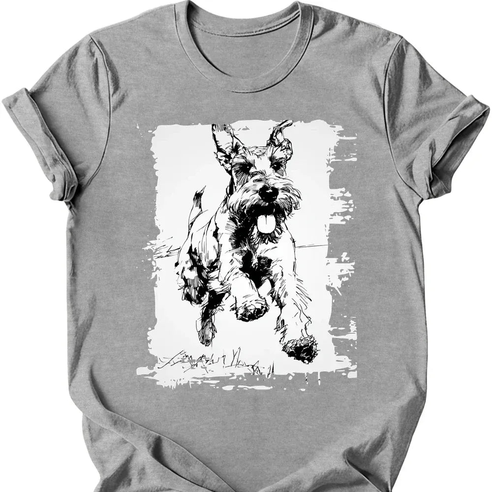 Giant Schnauzer running dog tee sport grey