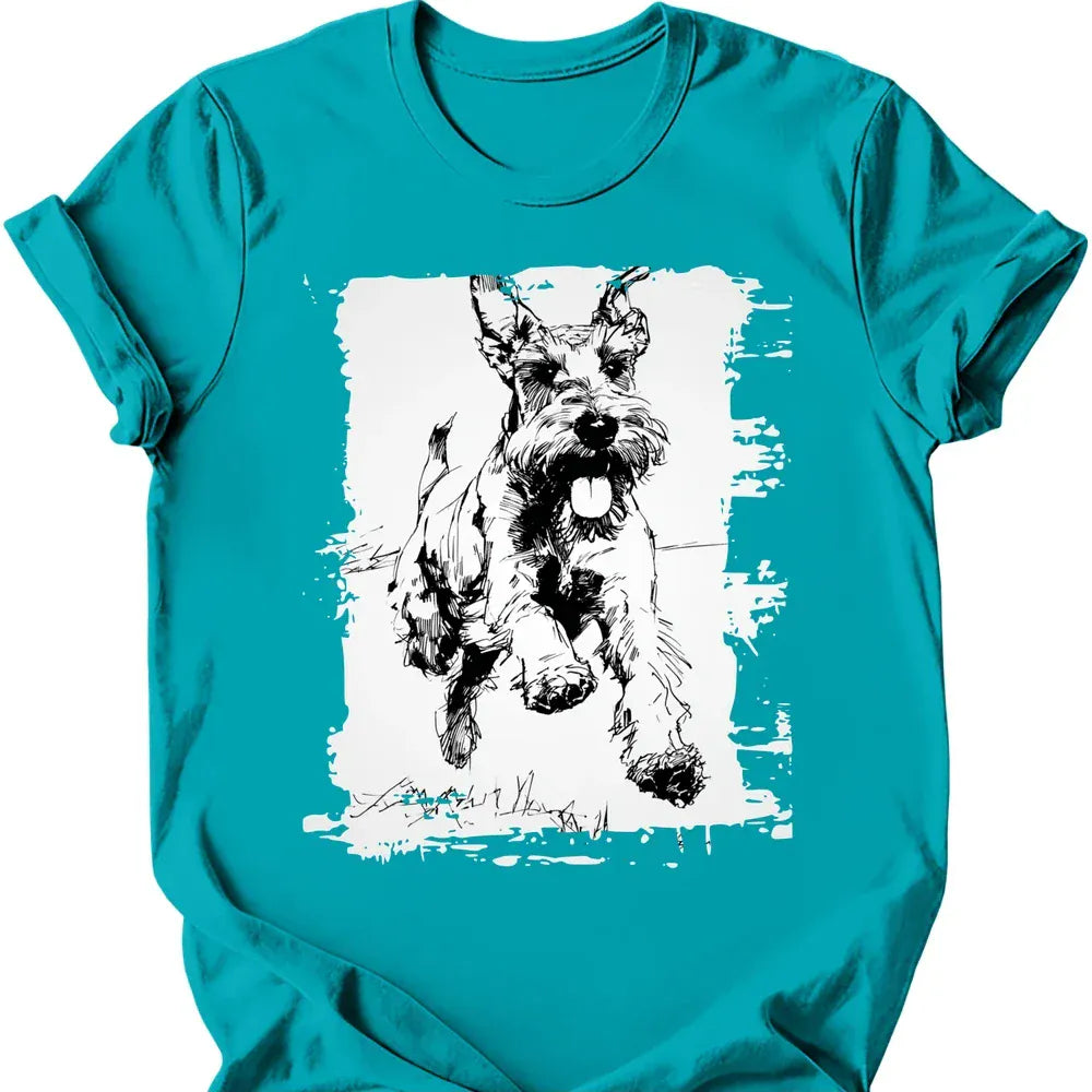 Giant Schnauzer running dog tee tropical blue
