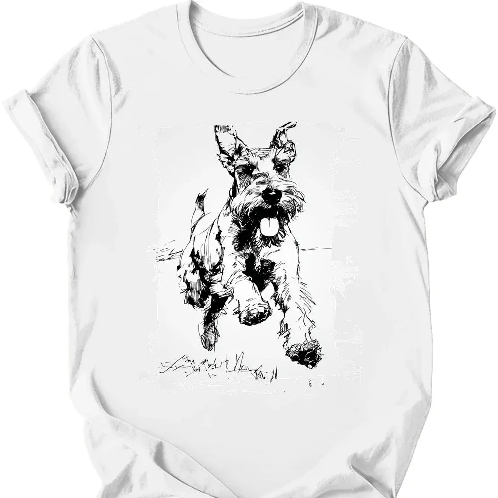 Giant Schnauzer running dog tee white