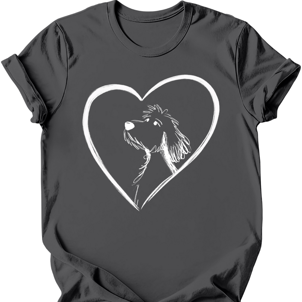 Golden Doodle heart dog tee charcoal