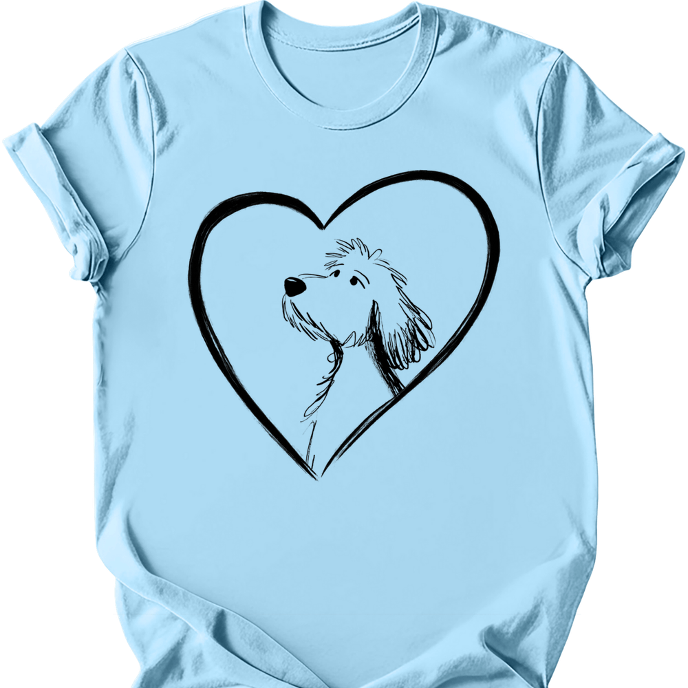 Golden Doodle heart dog tee light blue