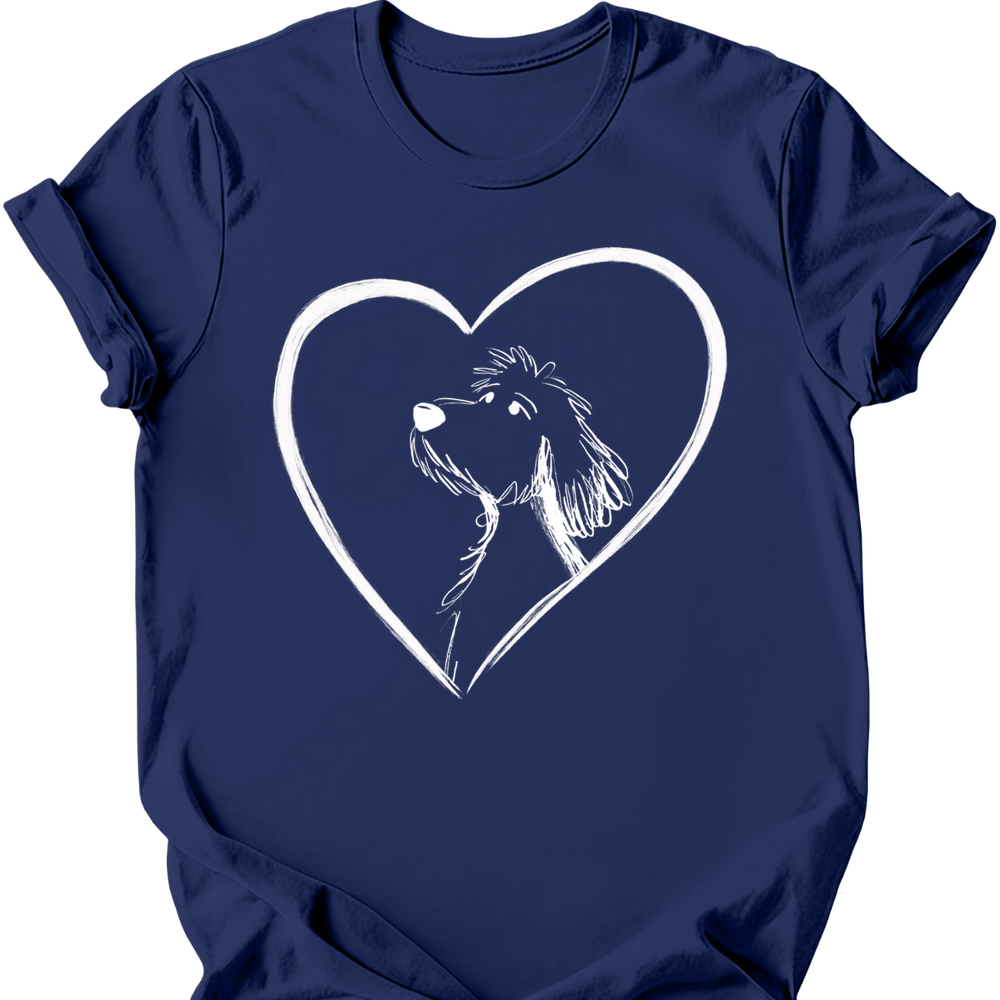 Golden Doodle heart dog tee navy