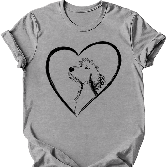 Golden Doodle heart dog tee sport grey