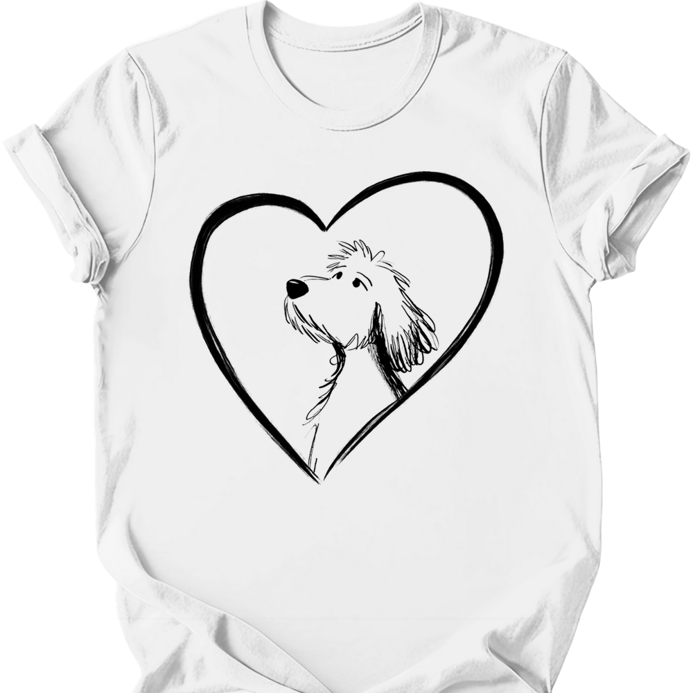 Golden Doodle heart dog tee white