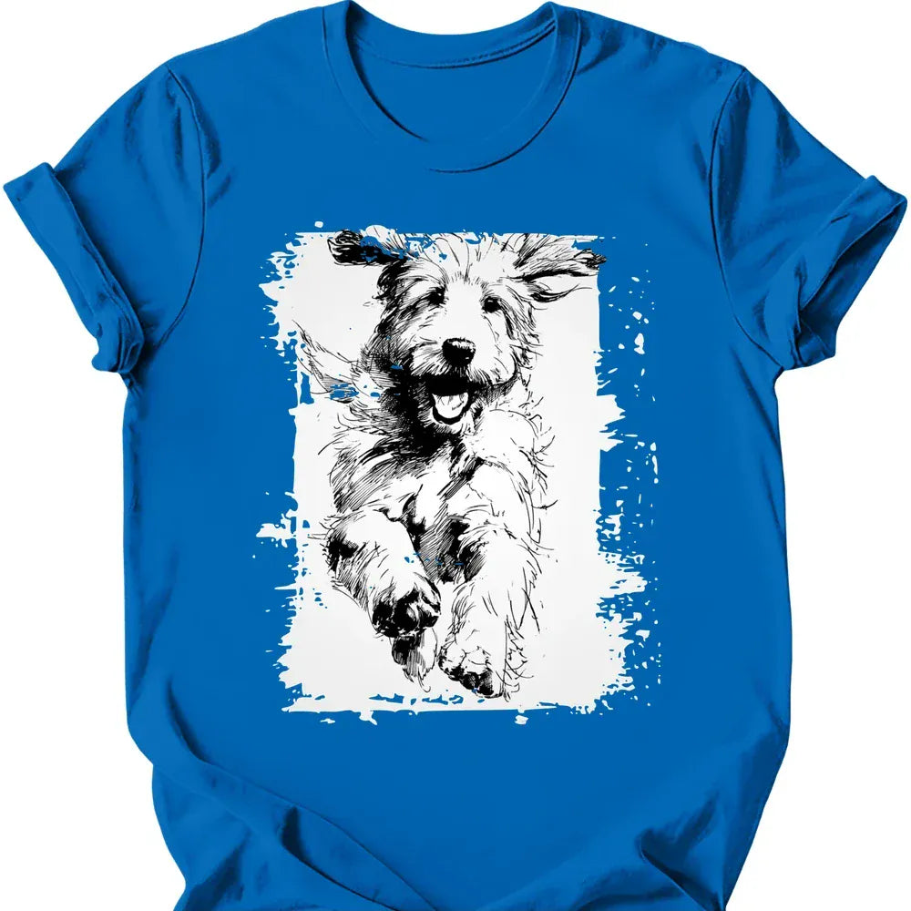Golden Doodle running dog tee royal