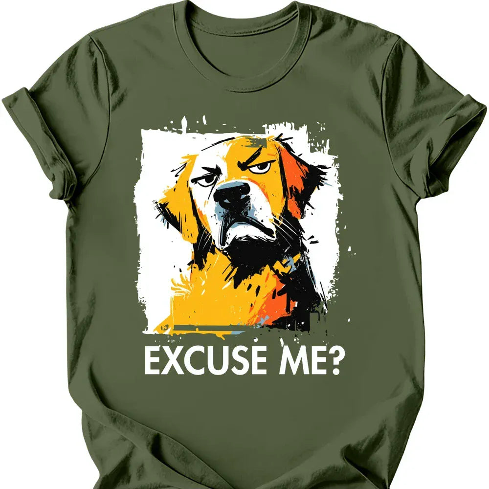 Golden Retriever excuse me tee military green