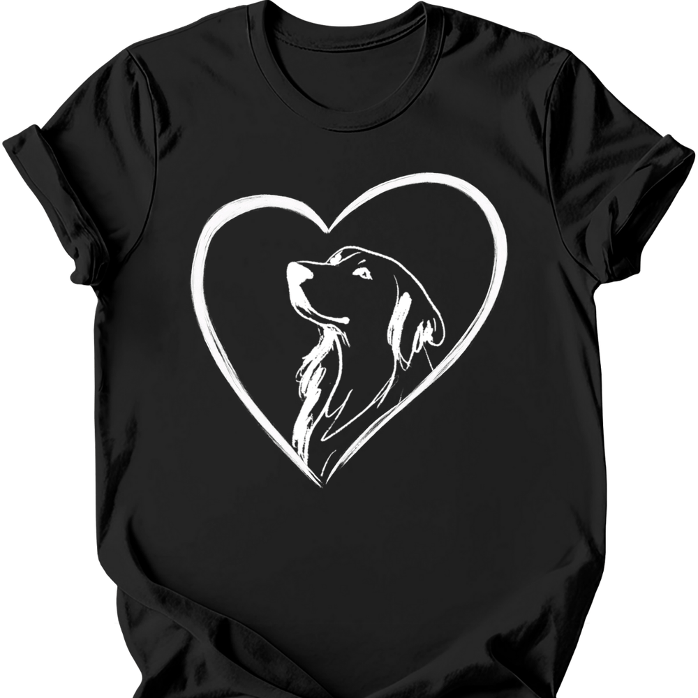 Golden Retriever heart dog tee black