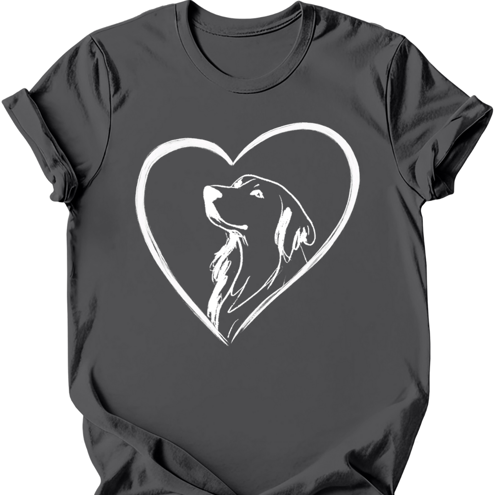 Golden Retriever heart dog tee charcoal