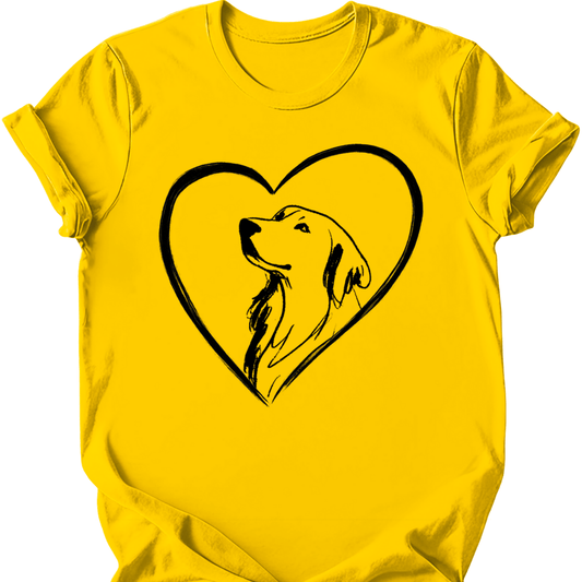 Golden Retriever heart dog tee daisy