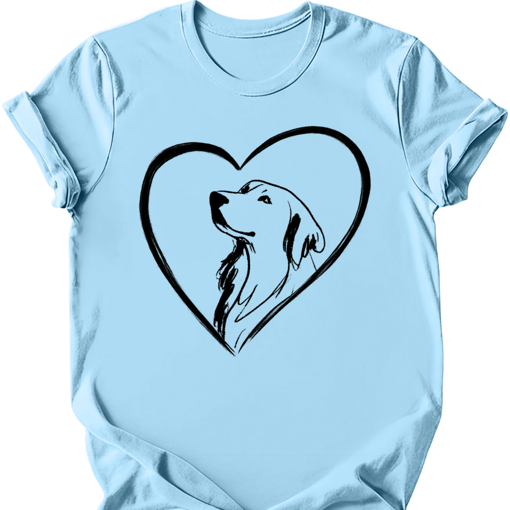 Golden Retriever heart dog tee light blue