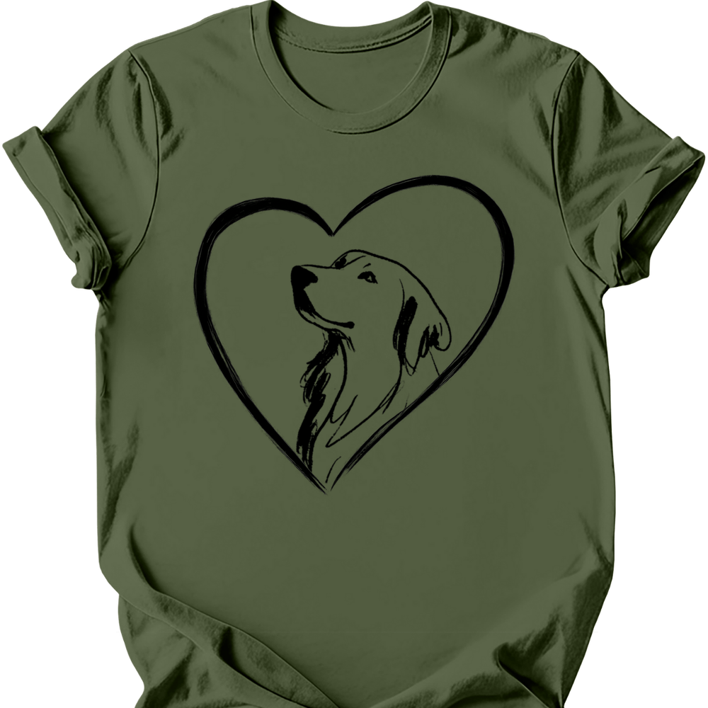Golden Retriever heart dog tee military green