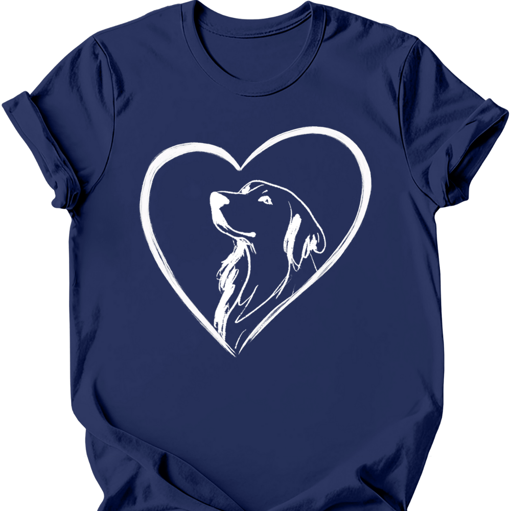 Golden Retriever heart dog tee navy