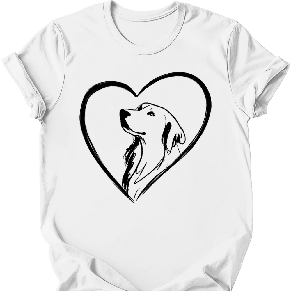 Golden Retriever heart dog tee white
