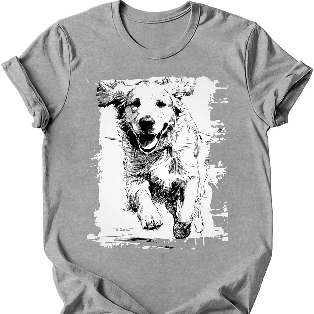 Golden Retriever running dog tee sport grey