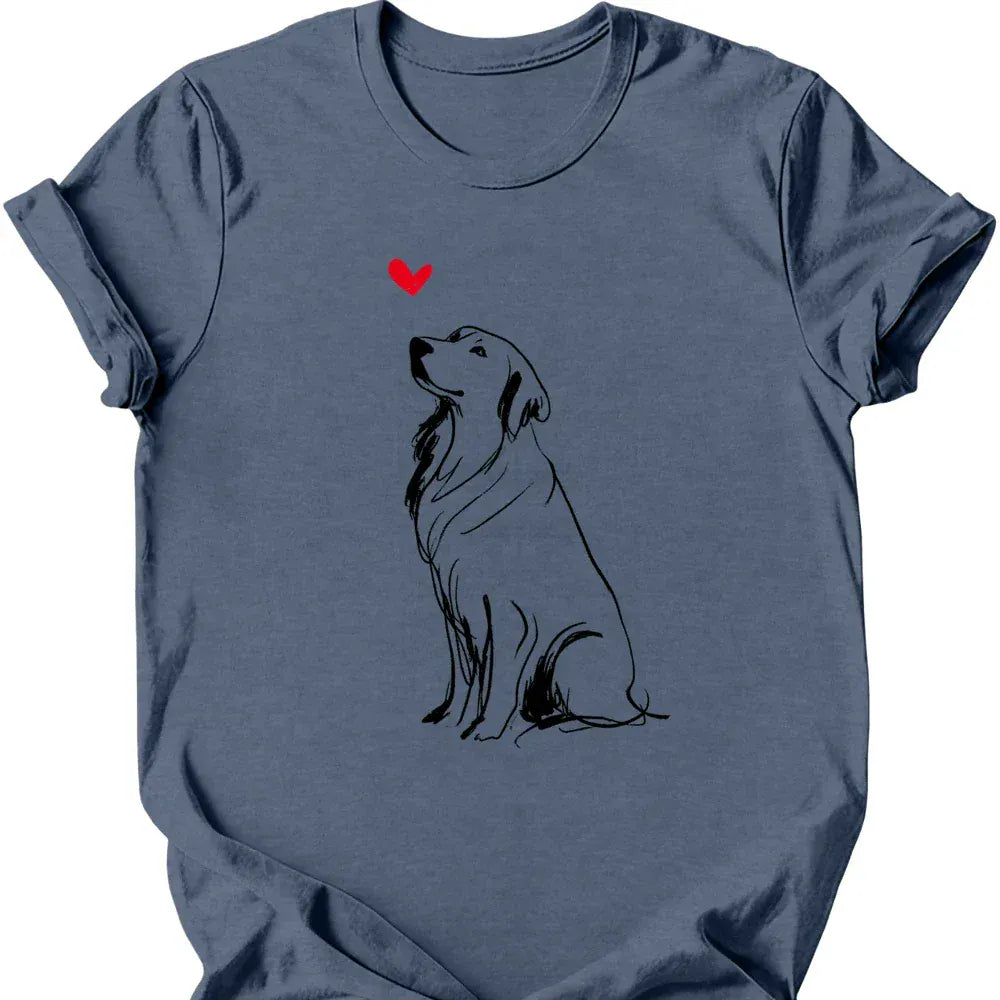 Golden Retriever sketch tee heather indigo