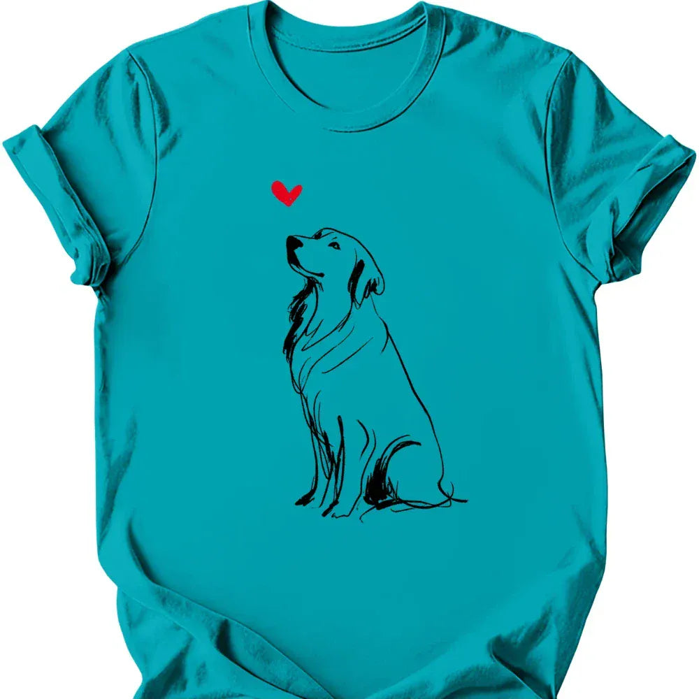 Golden Retriever sketch tee tropical blue