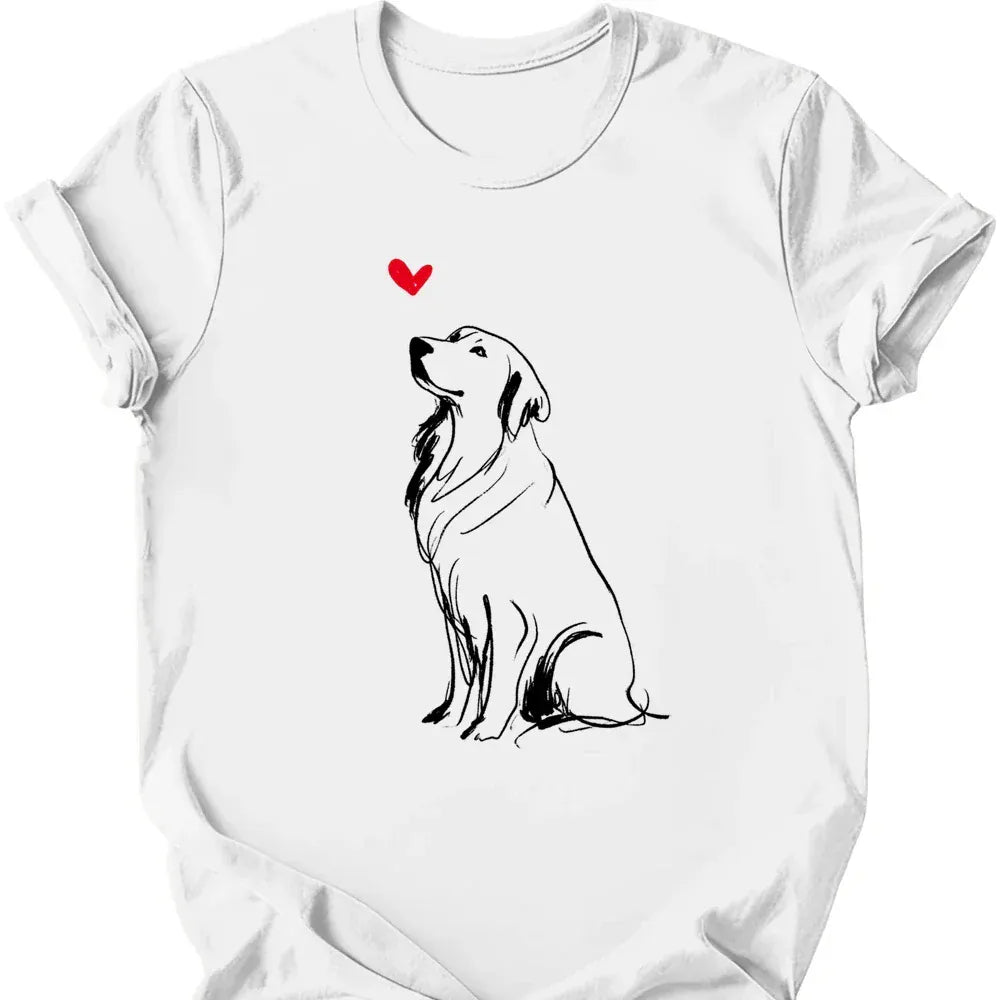 Golden Retriever sketch tee white