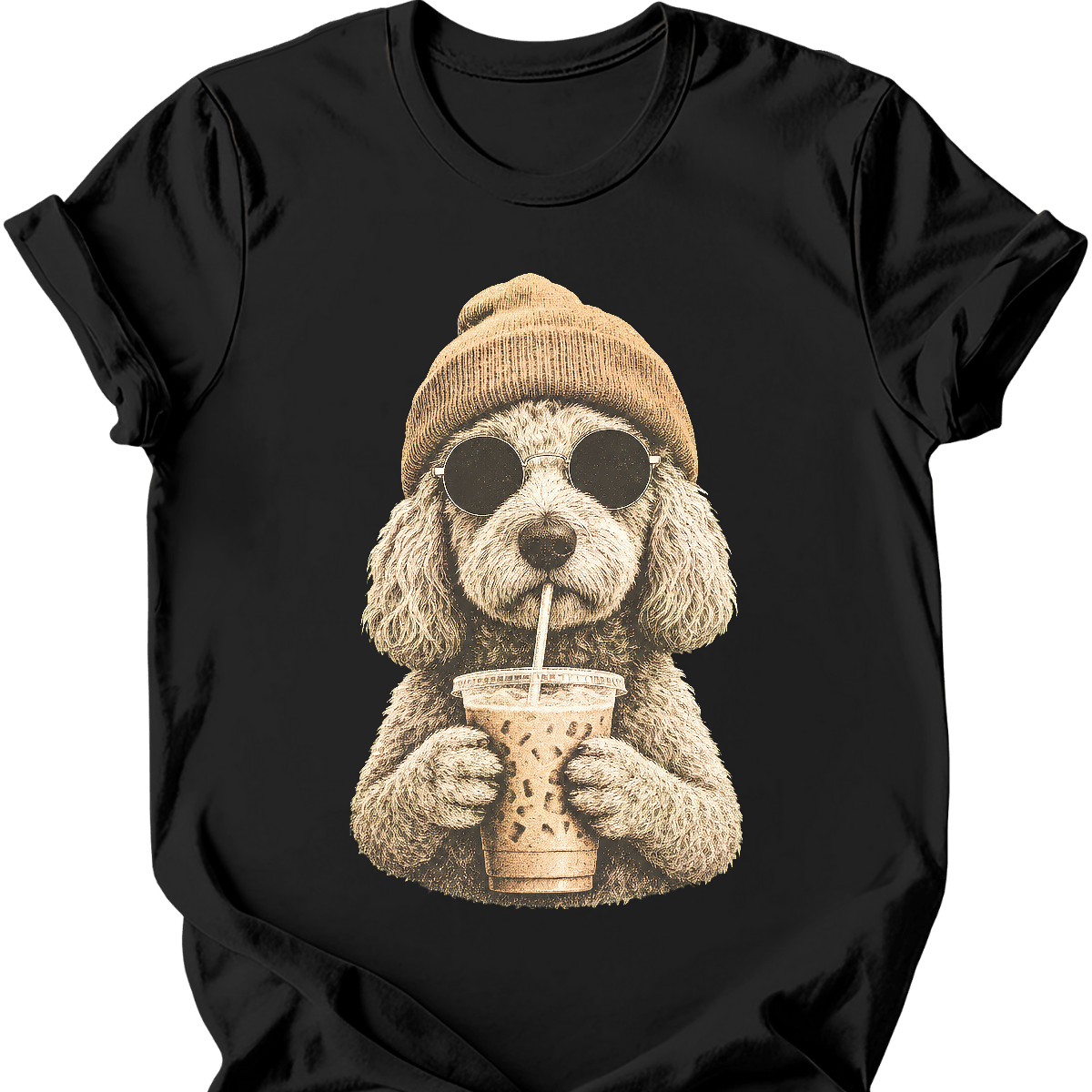 goldendoodle hipster dog tee black