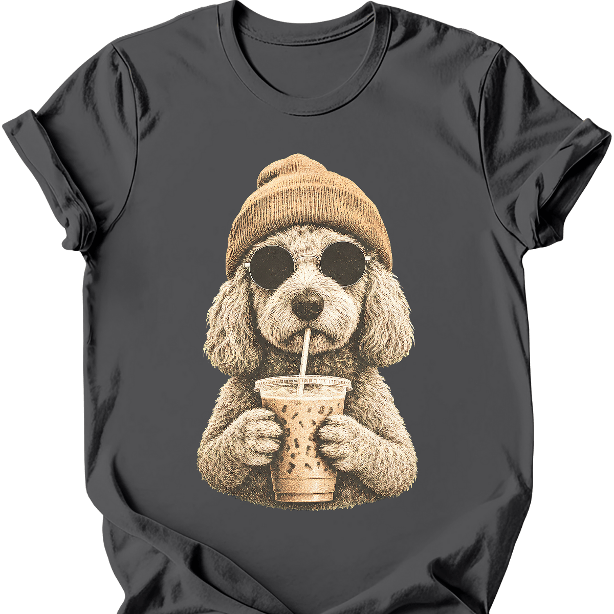 goldendoodle hipster dog tee charcoal