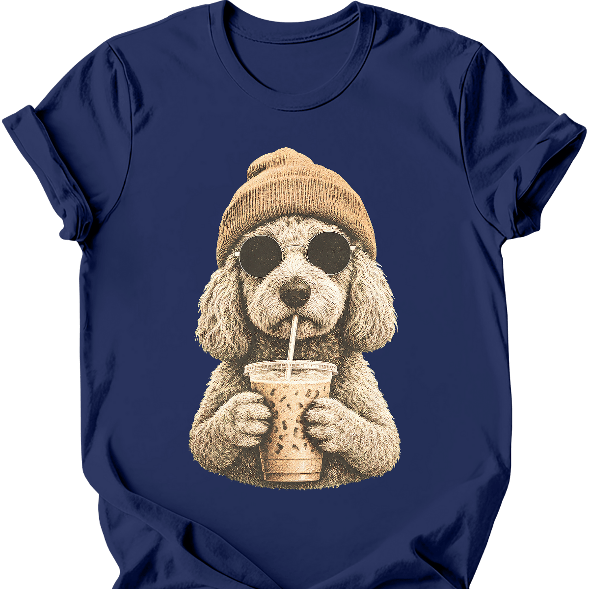 goldendoodle hipster dog tee navy