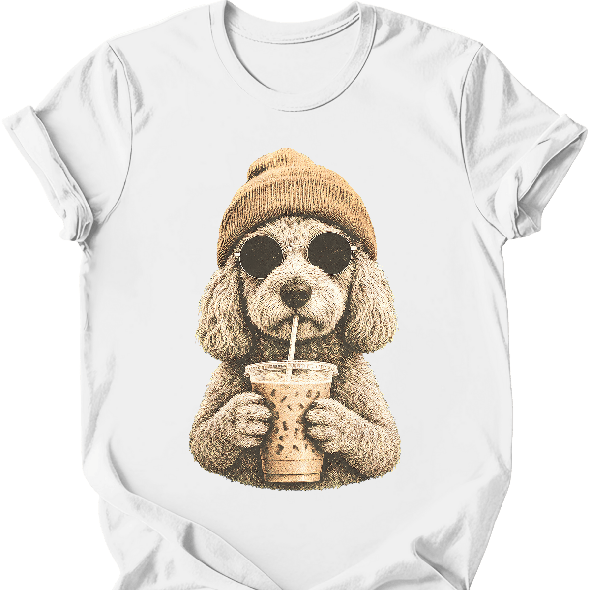 goldendoodle hipster dog tee white