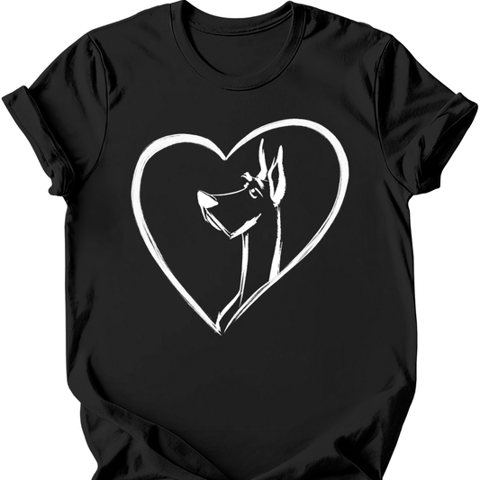 great dane heart dog tee black