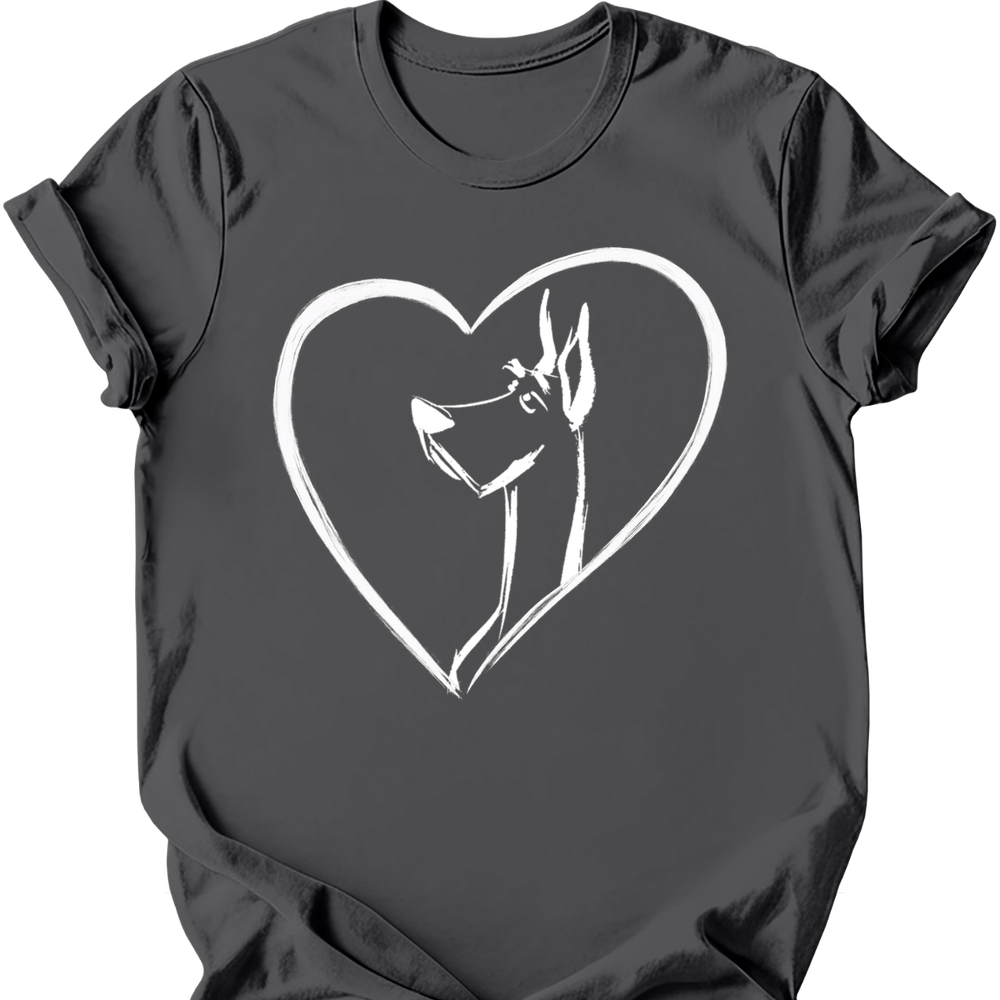 Great Dane heart dog tee charcoal