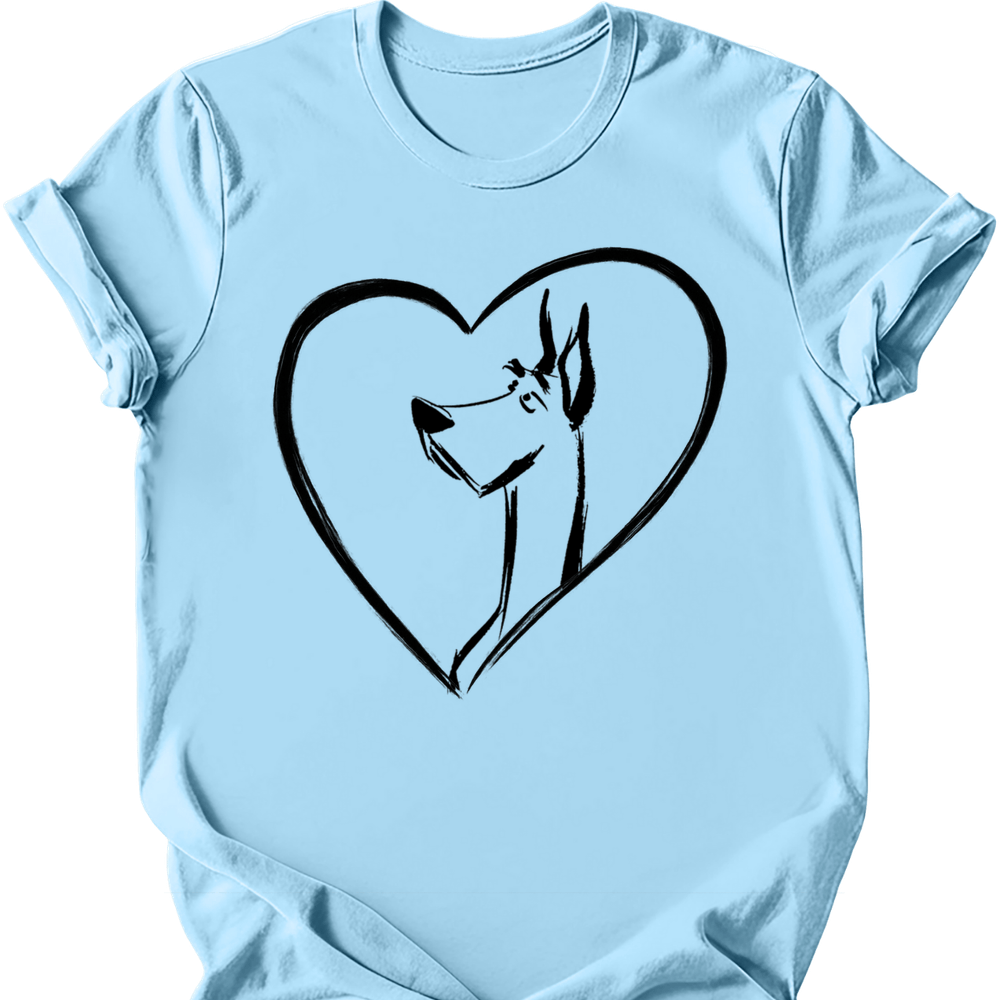 Great Dane heart dog tee light blue