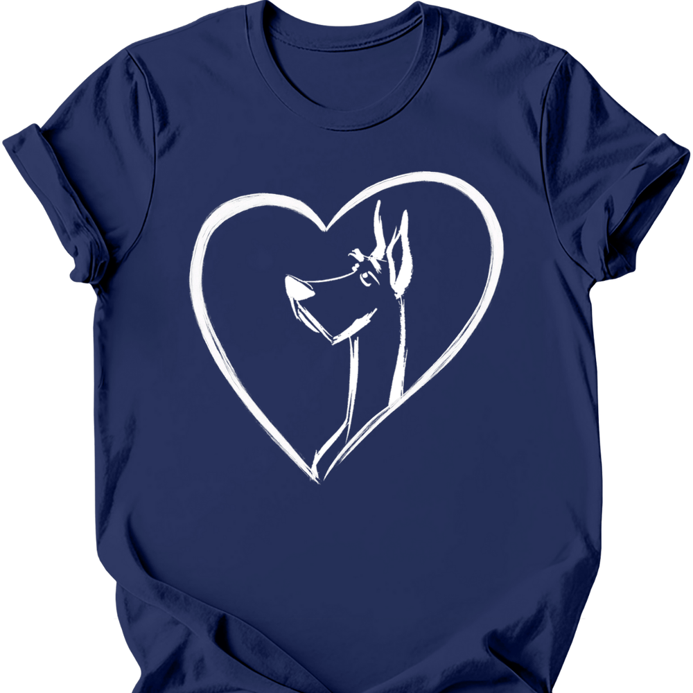 Great Dane heart dog tee navy