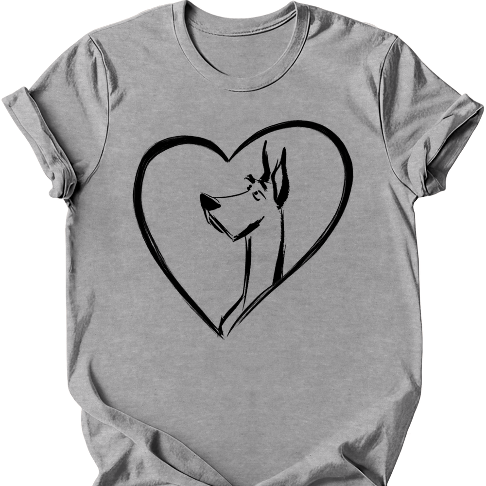 Great Dane heart dog tee sport grey