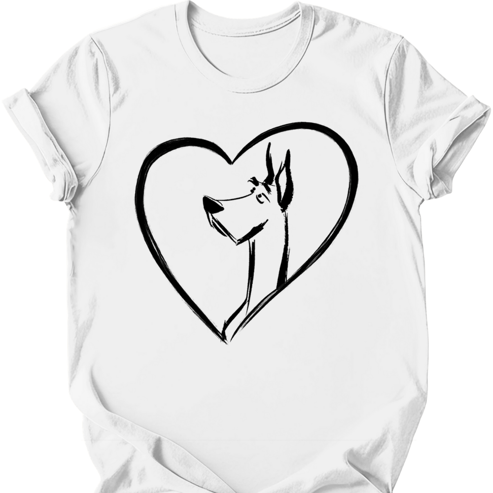 Great Dane heart dog tee white