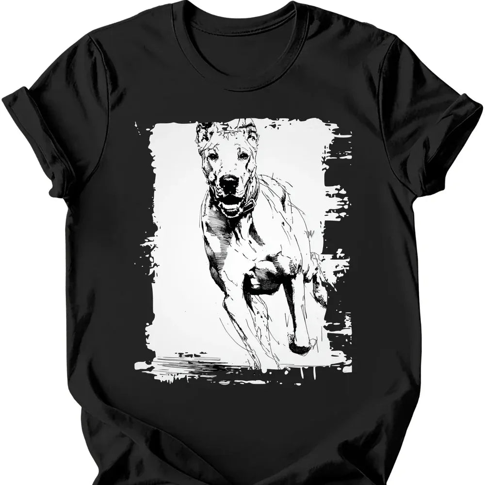 Great Dane running dog tee black