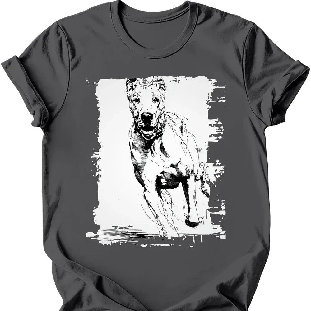 Great Dane running dog tee charcoal
